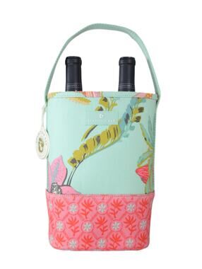 Spartina 449 Double Wine Caddy Coastal Tote Bag - Queenie Tropical Floral -NWT